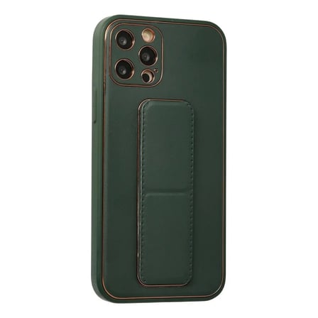 Apple Uyumlu İphone 12 Pro Kılıf Coco Deri Standlı Kapak - Yeşil