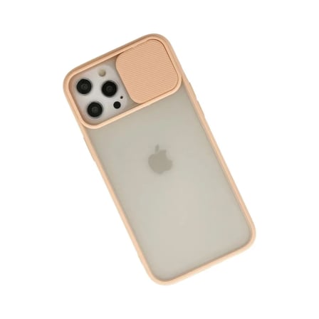 Apple Uyumlu İphone 12 Pro Max Kılıf Palm Buzlu Kamera Sürgülü Silikon - Pembe