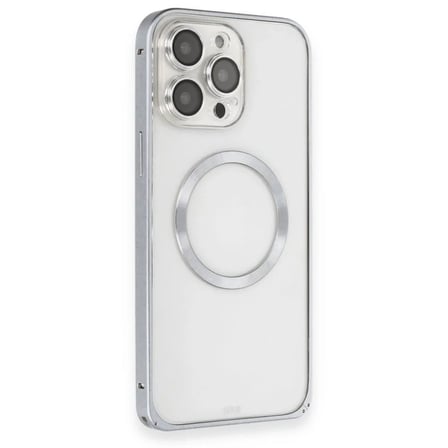 Joko Apple İphone 15 Pro Max Kılıf Metal Bumper Magneticsafe Kapak - Gri