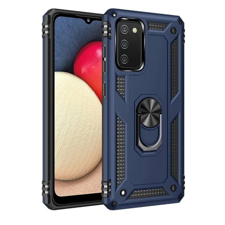 Samsung Galaxy A03s Kılıf Sofya Yüzüklü Silikon Kapak - Lacivert