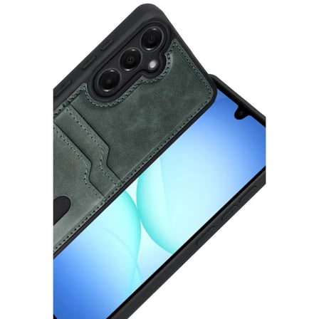 Samsung Galaxy A17 5g Sara Kartvizitli Deri Kılıf - Yeşil