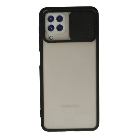 Samsung Galaxy A22 Kılıf Palm Buzlu Kamera Sürgülü Silikon - Siyah