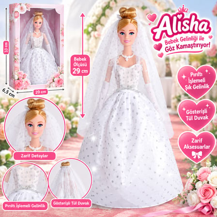 3381 Nessiworld-Rst-Sis-Gelinlikli Manken Bebek 29 Cm