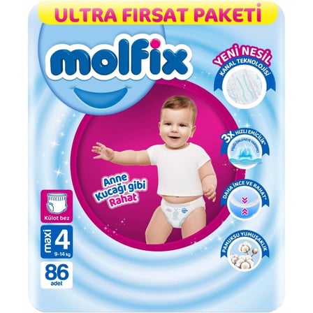 Külot Bez Ultra Fırsat Paketi 4 Beden 9-14 Kg 86 Adet