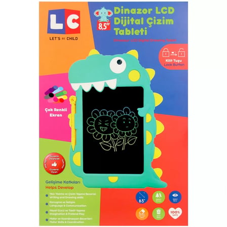 Lcd Dijital Renkli Dinozor Çizim Tableti 8,5 İnç