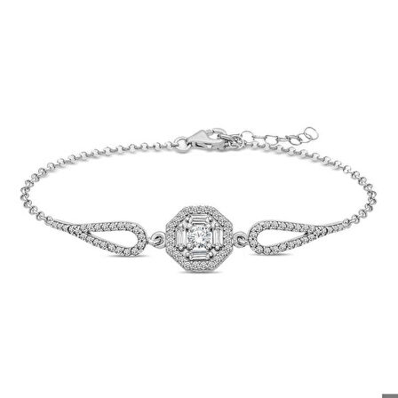 ​925 Ayar Gümüş Baget Taşlı Bileklik