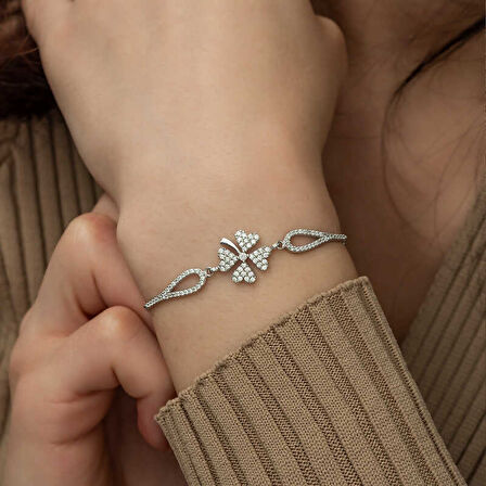 925 Ayar Gümüş Yonca Bileklik