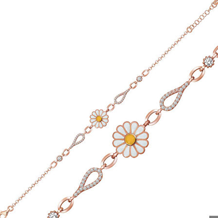 925 Ayar Gümüş Rose Papatya Kadın Bileklik