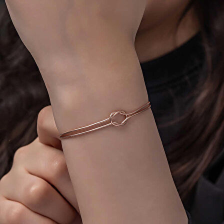 925 Ayar Gümüş Rose Aşk Düğüm Kadın Bileklik