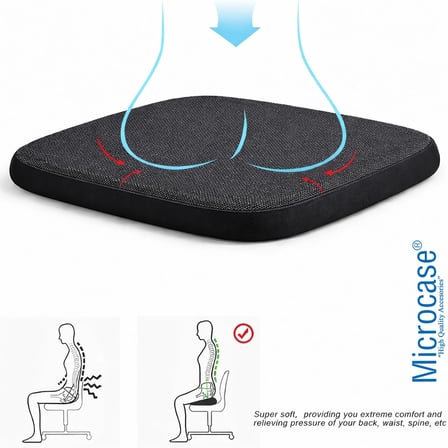 Microcase Ortopedik Memory Foam Nefes Alabilen Kumaş Oturma Minderi 35x35x3,5 CM AL5517