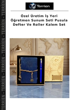 Özel Üretim İş Yeri Öğretmen Sunum Seti Pusula Defter Ve Roller Kalem Set