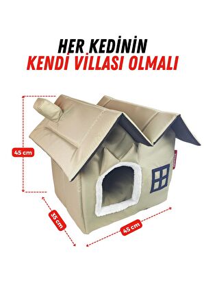 XPERMATE Pet Villa Kedi Evi Kedi Villası Kedi Kulübesi Kedi Evleri Bej 