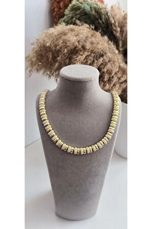 Altın Kaplama Özel Seri Modern Kolye 48cm Kararmaz 14K Rengindedir