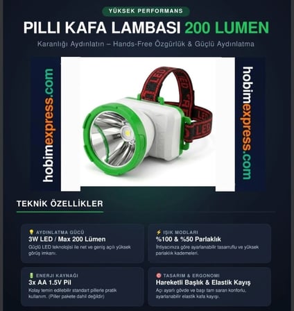 Panther PT-5044 200 Lumen Pilli Kafa Lambası
