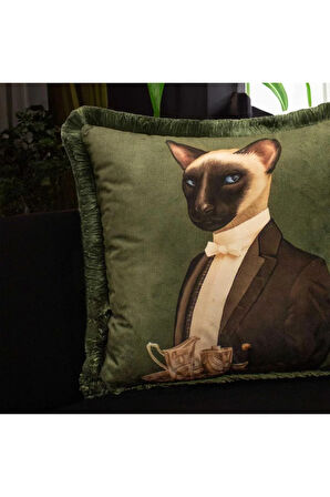 Mr. Cat Yastık/Kırlent (Dolgu Boncuk Elyaf, Ulusl. Yıkama Ve Solmama Sertifikası)