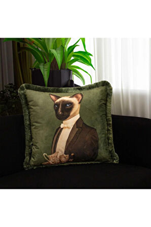 Mr. Cat Yastık/Kırlent (Dolgu Boncuk Elyaf, Ulusl. Yıkama Ve Solmama Sertifikası)