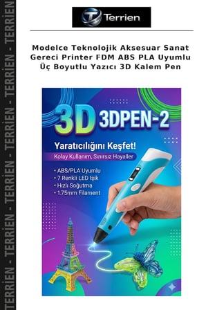 Modelce Teknolojik Aksesuar Sanat Gereci Printer FDM ABS PLA Uyumlu Üç Boyutlu Yazıcı 3D Kalem Pen