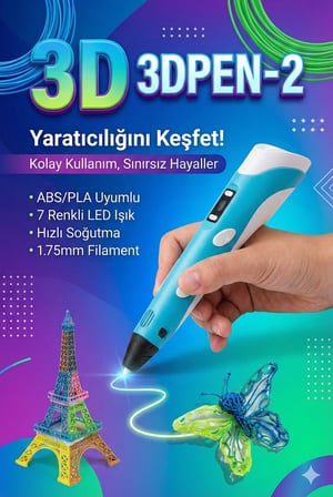 Modelce Teknolojik Aksesuar Sanat Gereci Printer FDM ABS PLA Uyumlu Üç Boyutlu Yazıcı 3D Kalem Pen