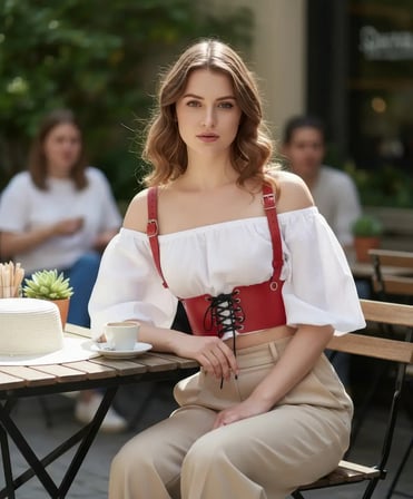 Kırmızı Kadın Kemer Bağcıklı Korse Bel Aksesuarı - CMSR1429