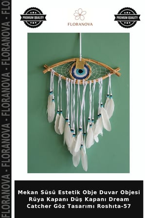 Mekan Süsü Estetik Obje Duvar Objesi Rüya Kapanı Düş Kapanı Dream Catcher Göz Tasarımı Roshıta-57