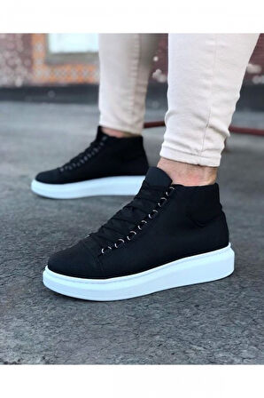 Xramburada 032 Siyah Bağcıklı Sneakers Yarım Bilek Bot
