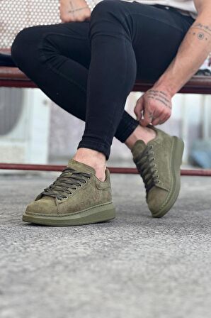 Xramburada 096 Haki Süet Günlük Erkek Casual Ayakkabı