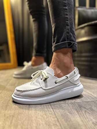 Xramburada Yüksek Taban Mevsimlik Keten Ayakkabı 009 Beyaz