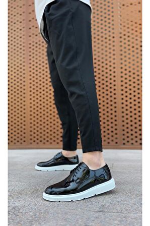 Xramburada 003 Bağcıklı Klasik Siyah Rugan Yüksek Taban Casual Erkek Ayakkabı