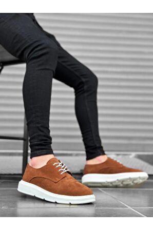 Xramburada 003 Bağcıklı Süet Klasik Taba Beyaz Yüksek Taban Casual Erkek Ayakkabı