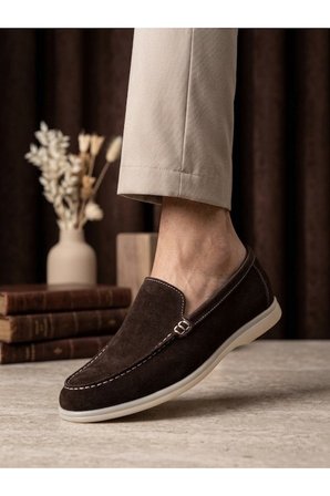 %100 İçi Dışı Hakiki Deri Erkek Kahverengi Süet Casual Loafer Termo Taban Ayakkabı