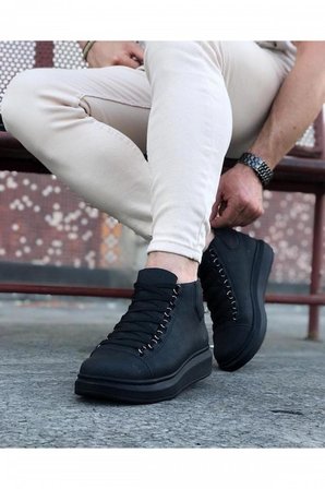 Xramburada 032 Kömür Bağcıklı Sneakers Yarım Bilek Bot