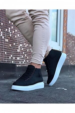 Xramburada 032 Siyah Bağcıklı Sneakers Yarım Bilek Bot