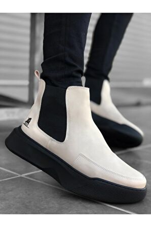 Xramburada 150 Bağcıksız Bantlı Erkek Yüksek Taban Bej Spor Bot