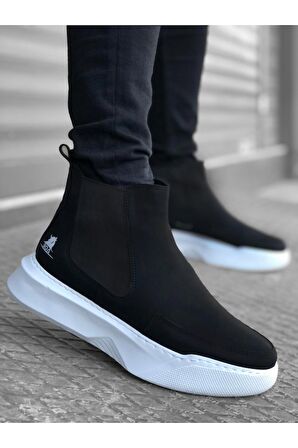 Xramburada 150 Bağcıksız Bantlı Erkek Yüksek Taban Siyah Spor Bot