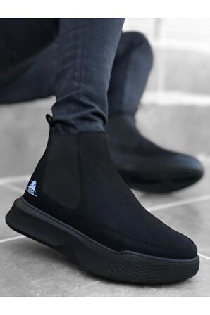 Xramburada 150 Bağcıksız Bantlı Erkek Yüksek Taban Siyah Taban Spor Bot