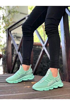 Xramburada Yüksek Taban Tarz Sneakers Cırt Detaylı Mint Yeşili Erkek Spor Ayakkabısı