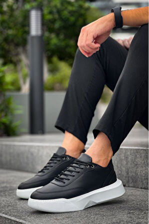 Xramburada 354 Günlük Bağcıklı Erkek Yüksek Taban Siyah Spor Ayakkabı