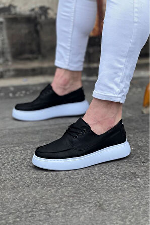 Xramburada 508 Siyah Cilt Ortopedik Taban Erkek Casual Ayakkabı