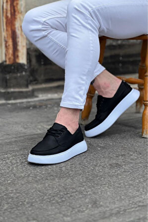 Xramburada 508 Siyah Cilt Ortopedik Taban Erkek Casual Ayakkabı