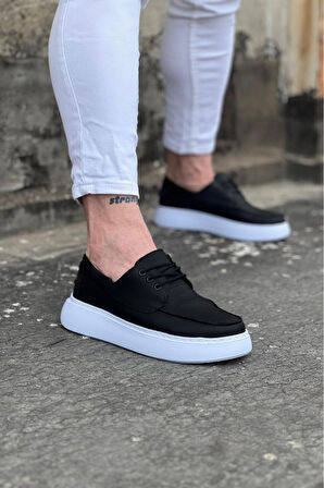 Xramburada 508 Siyah Cilt Ortopedik Taban Erkek Casual Ayakkabı