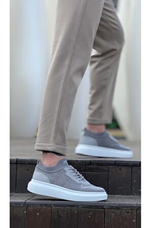 Xramburada 812 Özel Örme Triko Tarz Gri Renk Spor Ayakkabı