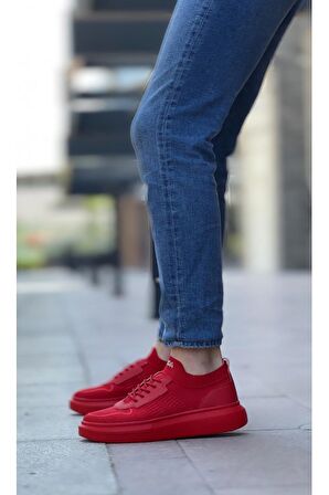 Xramburada 812 Özel Örme Triko Tarz Kırmızı Renk Spor Ayakkabı