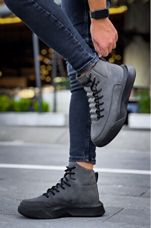 Xramburada 321 Gizli Bağcıklı Erkek Yüksek Taban Füme Spor Bot