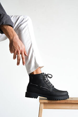 Xramburada Yüksek Taban Ayakkabı B-020 Siyah (Siyah Taban)