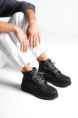 Xramburada Yüksek Taban Ayakkabı B-020 Siyah (Siyah Taban)