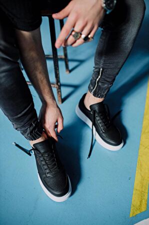 Xramburada Yüksek Taban Günlük Ayakkabı 042 Siyah (Beyaz Taban)