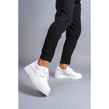 Xramburada  Beyaz Cilt Bağcıklı Günlük Erkek Ayakkabı