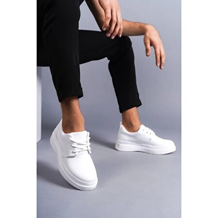 Xramburada  Beyaz Cilt Bağcıklı Günlük Erkek Ayakkabı