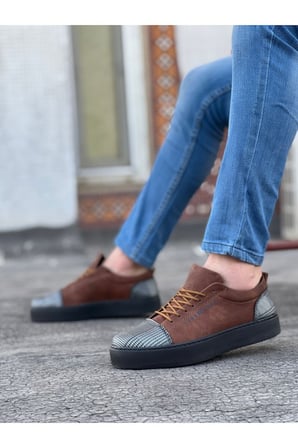Xramburada 104 Bağcıklı Taba Ekose Süet Siyah Taban Spor Klasik Erkek Ayakkabı