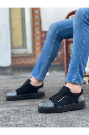 Xramburada 104 Bağcıklı Siyah Ekose Süet Siyah Taban Spor Klasik Erkek Ayakkabı